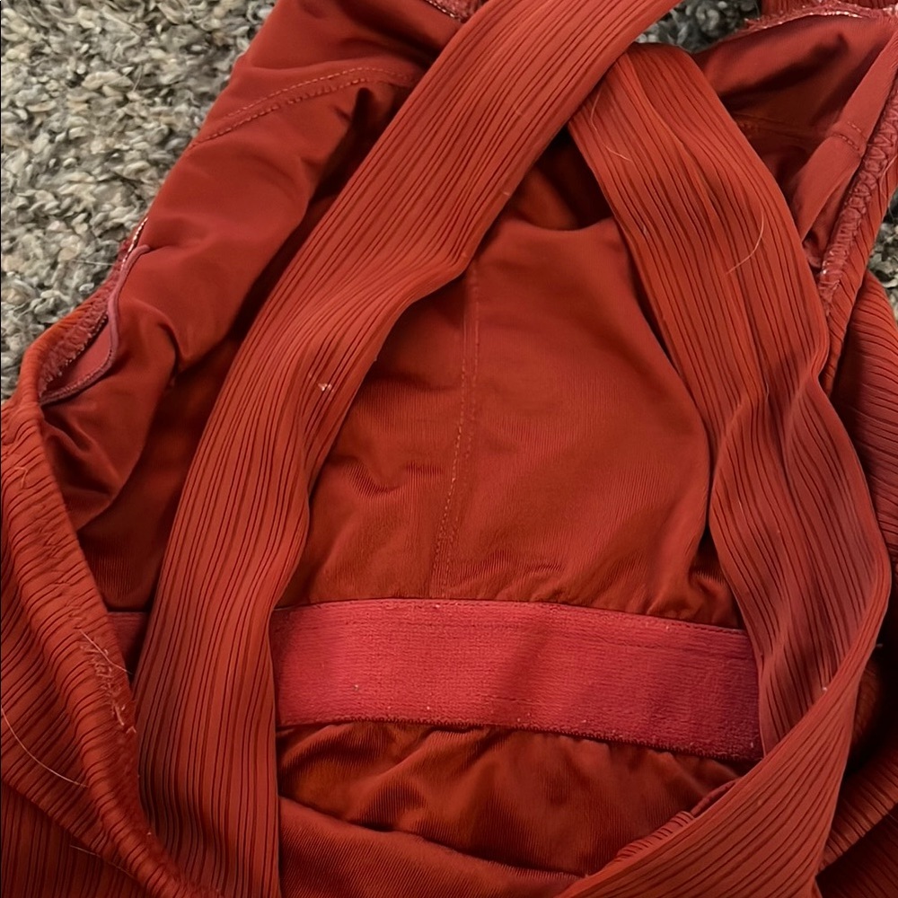 Red Ribbed Women's Top - Picture 4 of 4